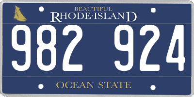 RI license plate 982924