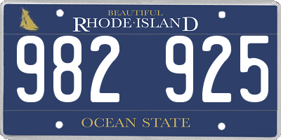 RI license plate 982925