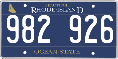 RI license plate 982926