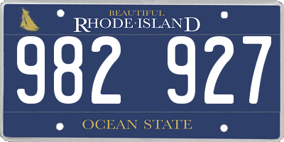 RI license plate 982927