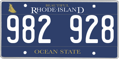 RI license plate 982928