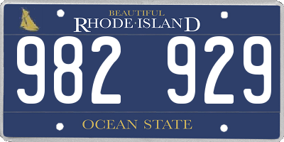 RI license plate 982929