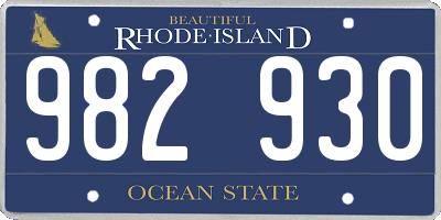 RI license plate 982930