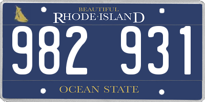 RI license plate 982931