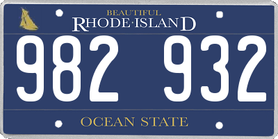 RI license plate 982932