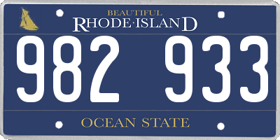 RI license plate 982933