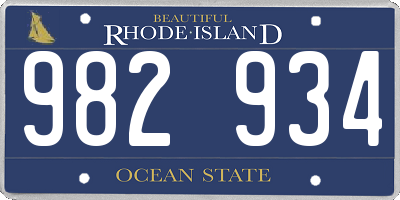 RI license plate 982934