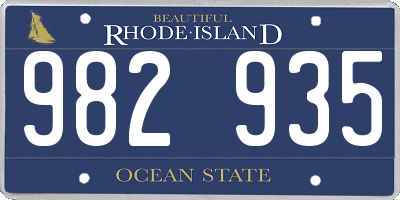 RI license plate 982935