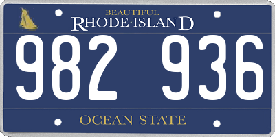 RI license plate 982936