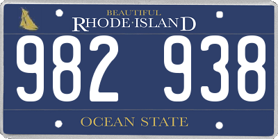 RI license plate 982938