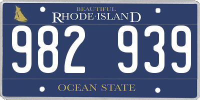 RI license plate 982939