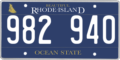 RI license plate 982940