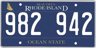 RI license plate 982942