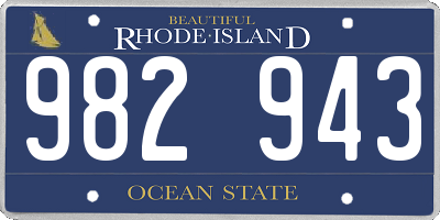 RI license plate 982943