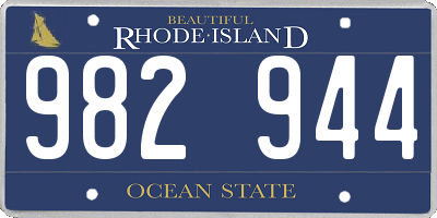 RI license plate 982944