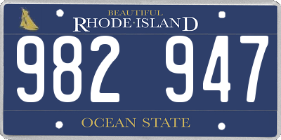 RI license plate 982947