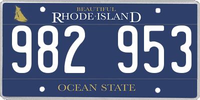 RI license plate 982953