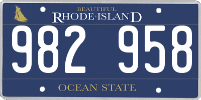 RI license plate 982958