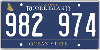 RI license plate 982974