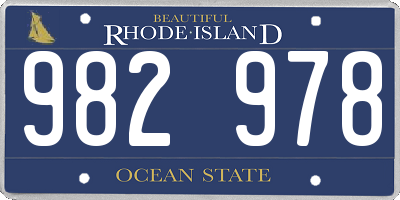 RI license plate 982978