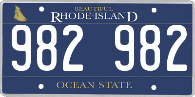 RI license plate 982982