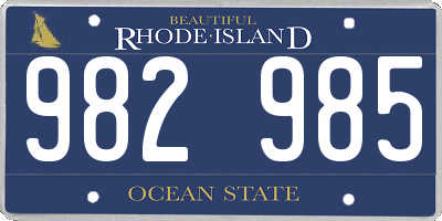 RI license plate 982985