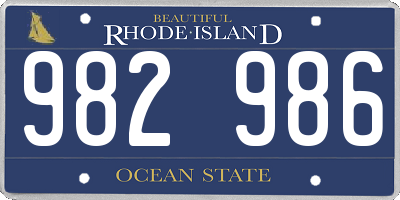 RI license plate 982986