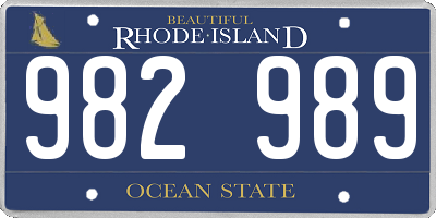 RI license plate 982989