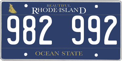 RI license plate 982992