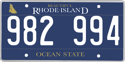 RI license plate 982994