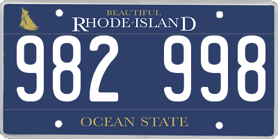 RI license plate 982998