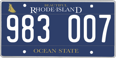 RI license plate 983007