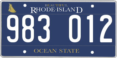 RI license plate 983012