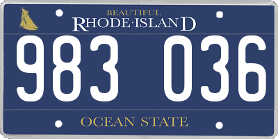 RI license plate 983036