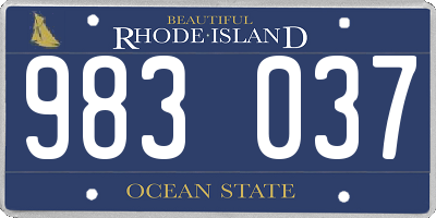 RI license plate 983037