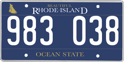 RI license plate 983038