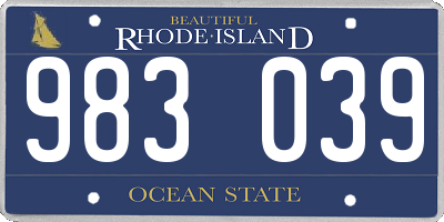 RI license plate 983039