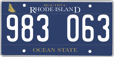 RI license plate 983063