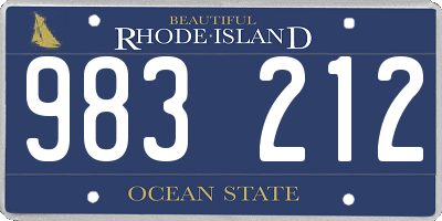 RI license plate 983212