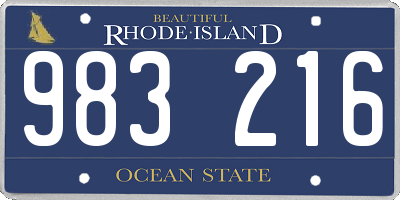 RI license plate 983216