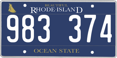 RI license plate 983374