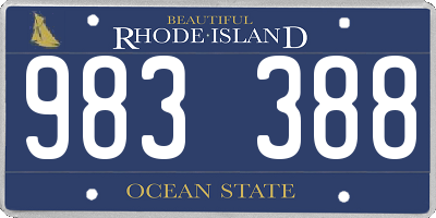 RI license plate 983388