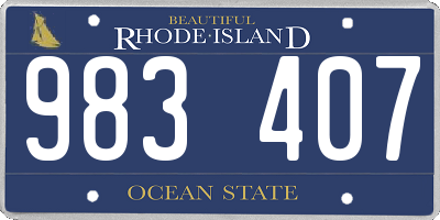 RI license plate 983407