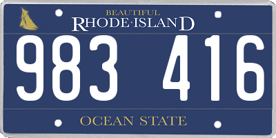 RI license plate 983416