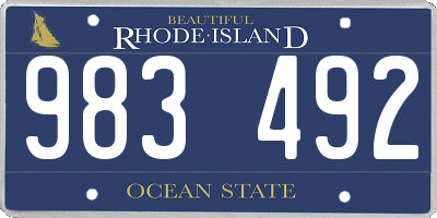 RI license plate 983492