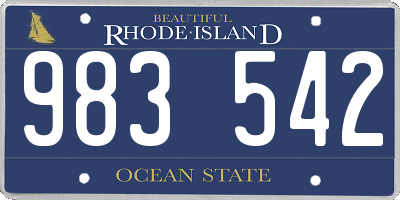 RI license plate 983542