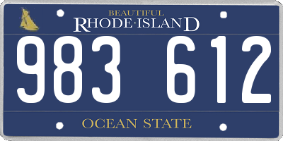 RI license plate 983612