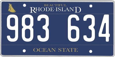 RI license plate 983634