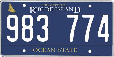 RI license plate 983774