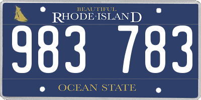 RI license plate 983783